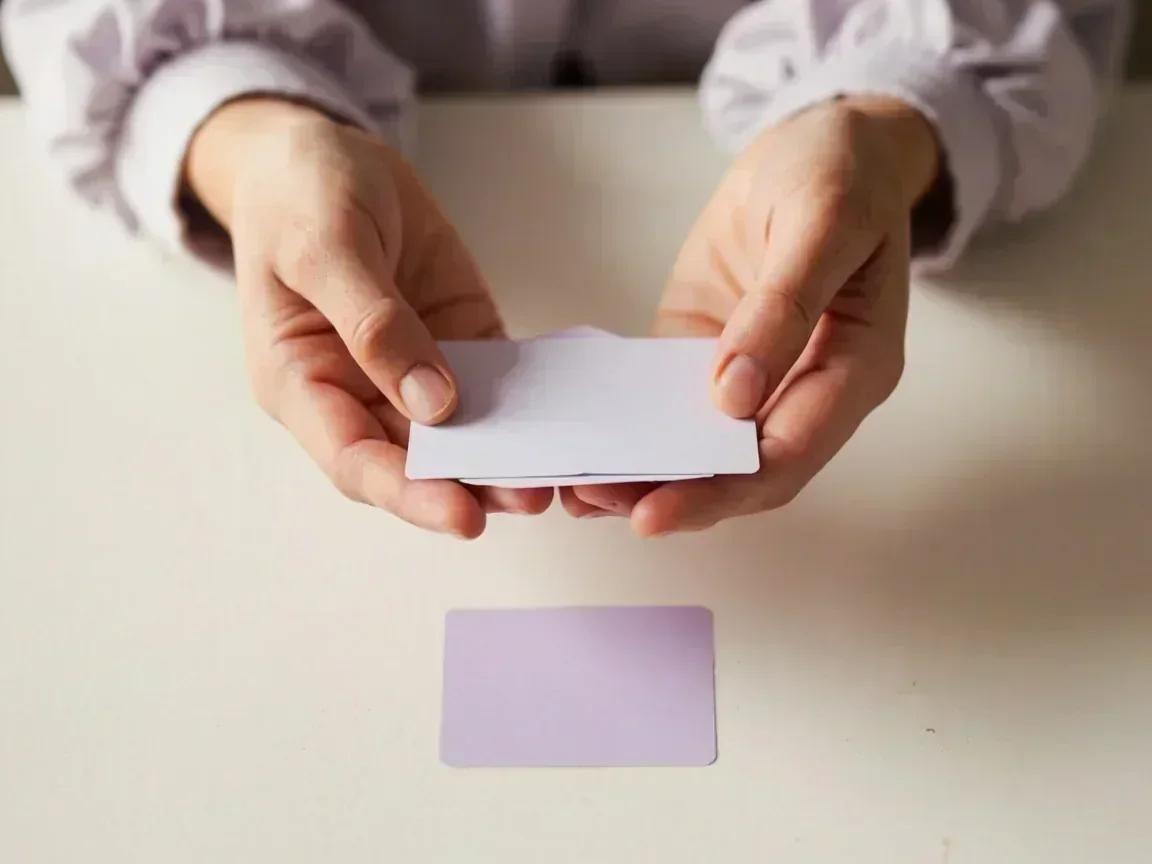 Meld arrangement Hands grouping three cards into a tight set on white paper