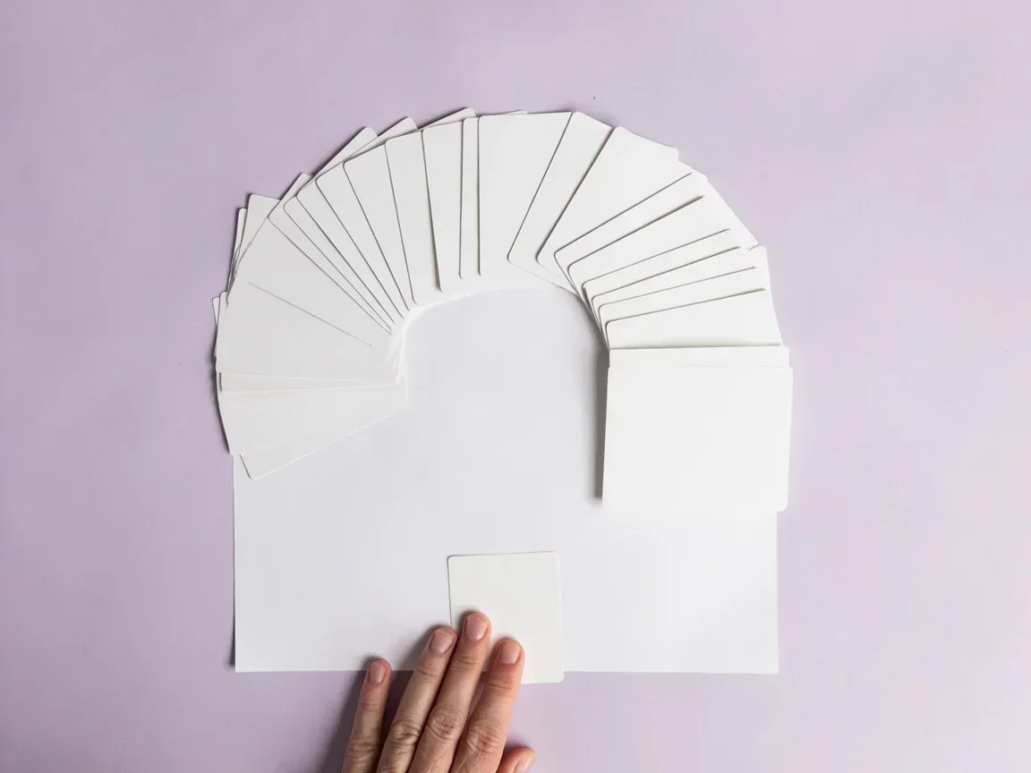 Face-down Points groups on white paper with one isolated card